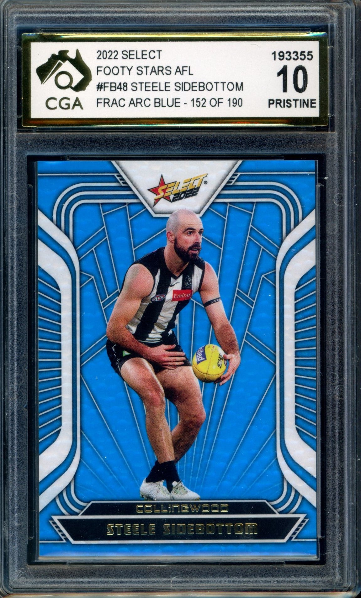 2022 Select AFL FRACTURED ARCTIC BLUE Steele Sidebottom Graded CGA 10