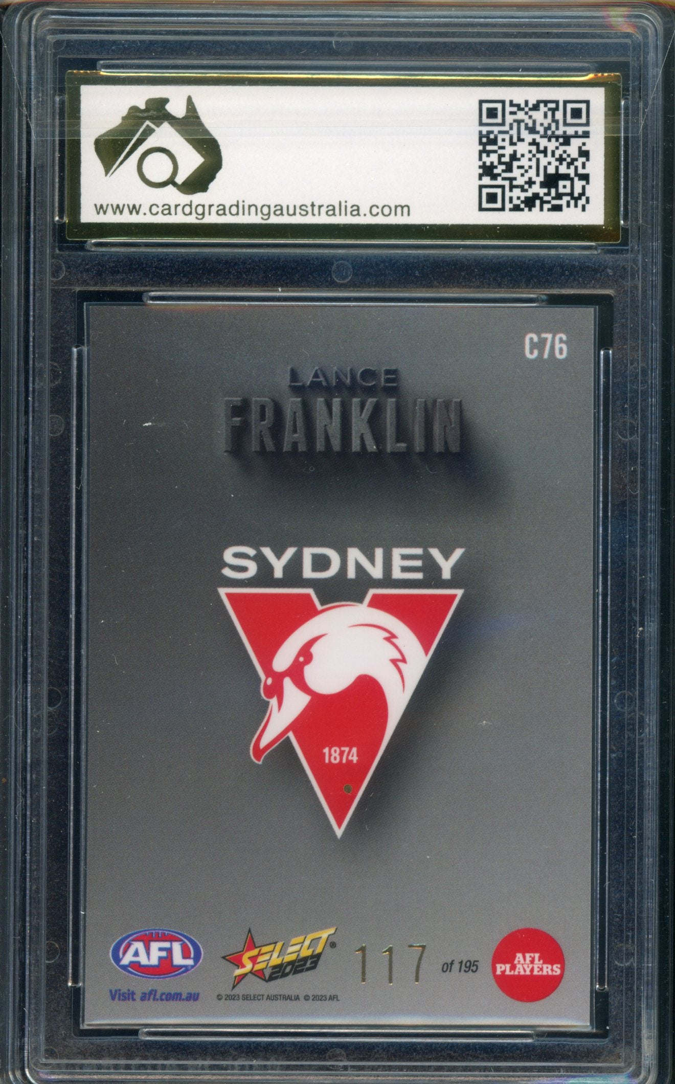 2023 Select AFL CARBON Lance Franklin Graded CGA 10