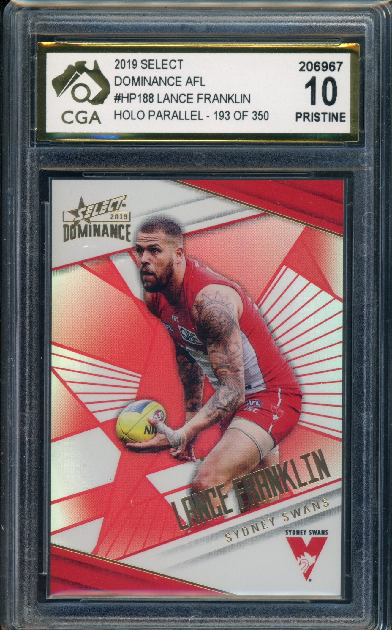 2019 Select AFL Dominance HOLO Parallel Lance Franklin Graded CGA 10