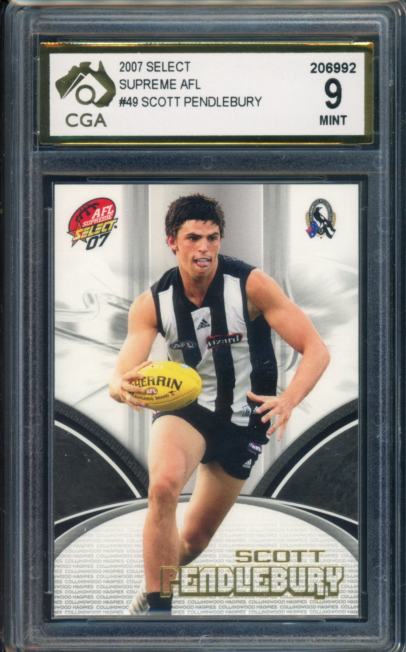 2007 Select AFL Supreme Scott Pendlebury ROOKIE CARD Graded CGA 9 Collingwood