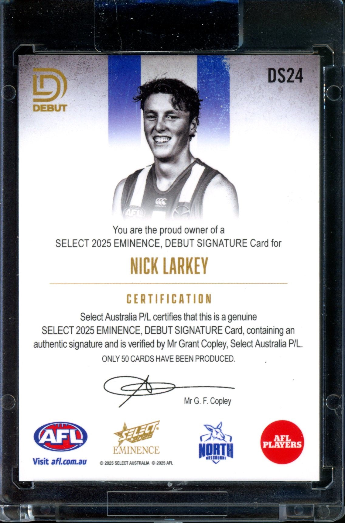 2025 Select AFL Eminence Debut Signature Nick Larkey 21/50